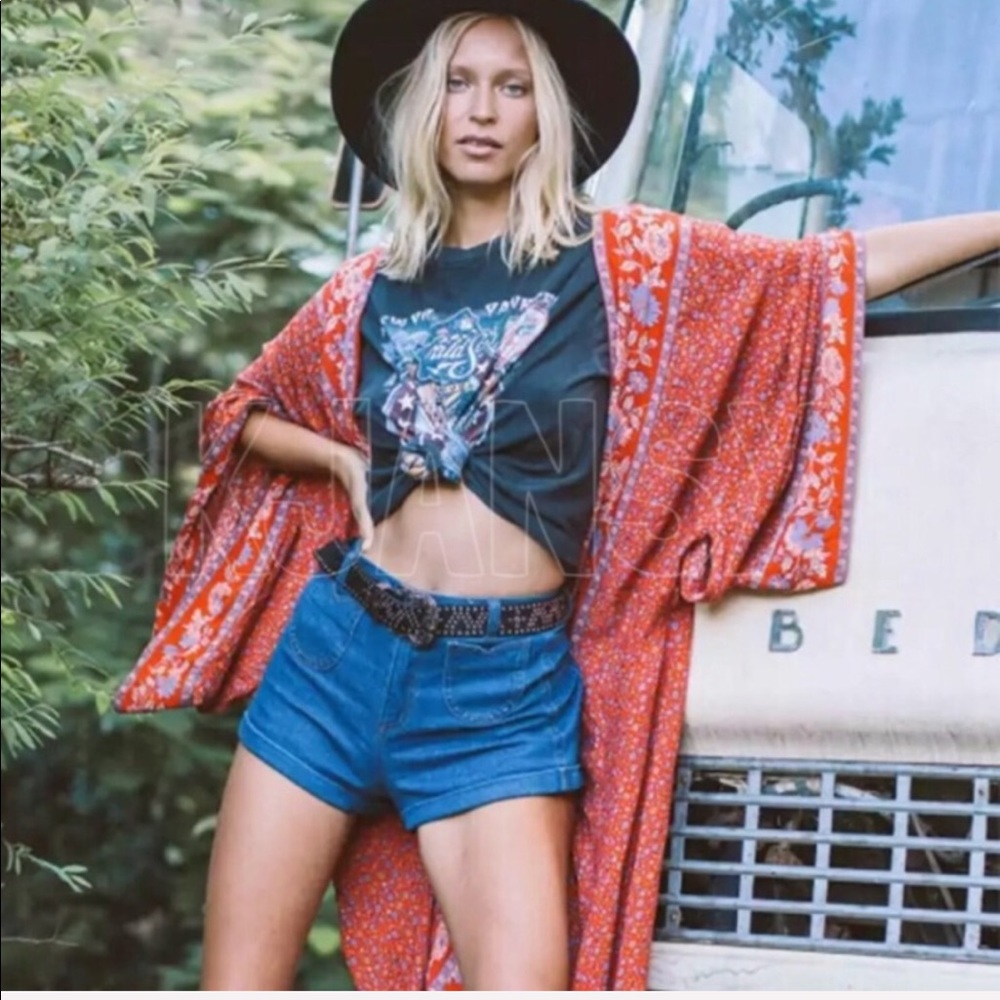 Bohemian Red Kimono Duster - Picture 1 of 7